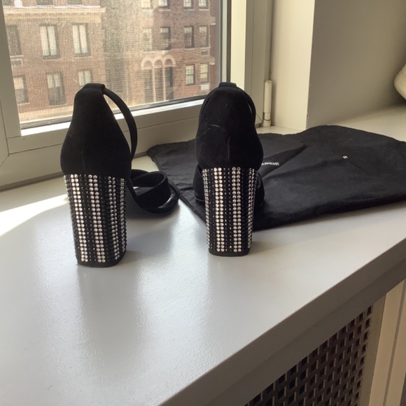Saint Laurent Black Suede Pumps with Rhinestone Heels - showstoppers! - Picture 2 of 5